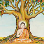 Sitting Buddha Over Bodhi Tree Graphic Stock Vector Royalty Free  622089731  Shutterstock