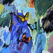 Butterflies Over Abstraction Art Print