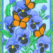 Butterfly Idyll-pansies Art Print