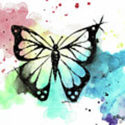 Butterfly In Watercolor And India Ink Art Print