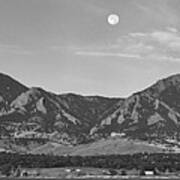 Bw Full Moon Boulder Colorado Front Range Panorama Art Print