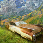Cadillac In The Country Mountains Art Print