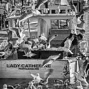 Cafe Lady Catherine Black And White Art Print