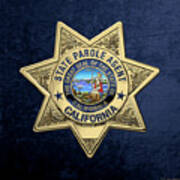 California State Parole Agent Badge Over Blue Velvet Art Print