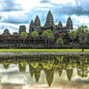 Cambodia Panorama Angkor Wat Reflections Art Print