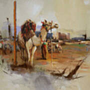 Camels And Desert 25 Art Print