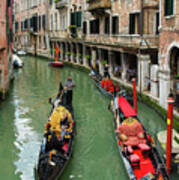 Canal With Gondolas In Venice Italy Art Print