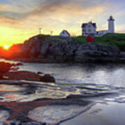 Cape Neddick Lighthouse Sunrise Art Print