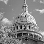 Capitol Of Texas - State Building - Austin Texas Black And White Art Print