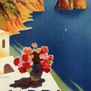 Capri Island, Bay Of Naples, Italy - Retro Travel Poster - Vintage Poster Art Print