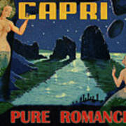 Capri, Italy, Mermaids, Romantic Night Art Print