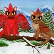 Cardinal Cats Art Print