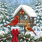 Cardinals Christmas Feast Art Print