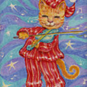 Cat And A Fiddle Art Print