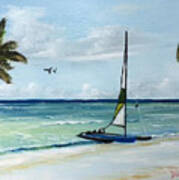 Catamaran On The Beach Art Print