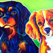 Cavelier King Charles Spaniels - Saffy And Duck Art Print