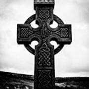 Celtic Cross Glencolmcille Bw Art Print