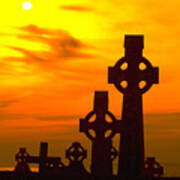 Celtic Crosses In Graveyard Art Print