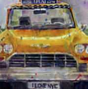 Checkboard Taxi - Vintage Art Print