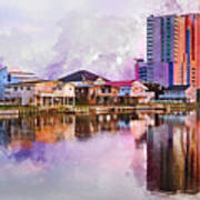 Cherry Grove Skyline - Digital Watercolor Art Print