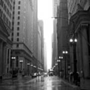 Chicago In The Rain 2 B-w Art Print