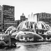 Chicago Skyline Black And White Pic Art Print