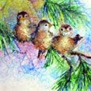 Chickadee Trio Art Print