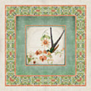 Chinoiserie Vintage Hummingbirds N Flowers 3 Art Print