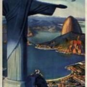 Christ The Redeemer, Rio, Brazil - Pan American Airways - Retro Travel Poster - Vintage Poster Art Print
