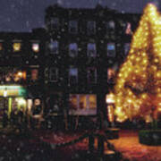 Christmas In Boston - North Square Art Print