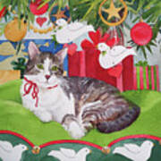 Christmas Kitty Art Print