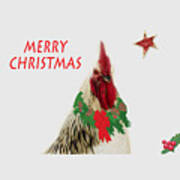Christmas Rooster Tee-shirt Art Print