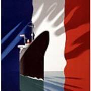 Cie Gle Transatlantique - French Line - Retro Travel Poster - Vintage Poster Art Print
