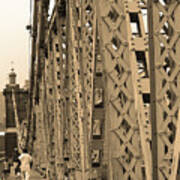 Cincinnati - Roebling Bridge 3 Sepia Art Print