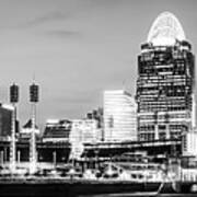 Cincinnati Skyline Black And White Panorama Photo Art Print