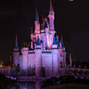 Cinderella's Castle Under A Crescent Moon Art Print