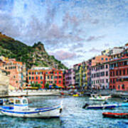 Cinque Terre - Vernazza From The Breakwater - Vintage Version Art Print