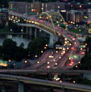 City Street Lights Abstract Pittsburgh Pa Art Print