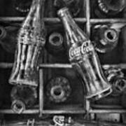 Coca Cola Bottles In Black And White Art Print