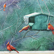 Cold Cardinals Art Print