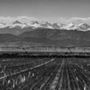 Colorado Rocky Mountain Agriculture View In Black And White Art Print