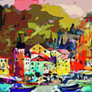 Colorful Abstract Italy Portofino Impression Art Print