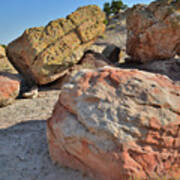 Colorful Boulders In The Bentonite Site On Little Park Road Art Print