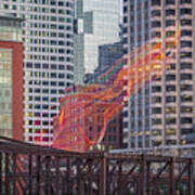 Colorful Fibers Over The Boston Skyline Art Print