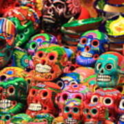 Colorful Mexican Day Of The Dean Ceramic Skulls Art Print