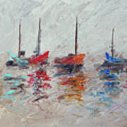 Colorful Modern Impressionistic Sailboat Painting 3 Art Print