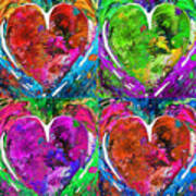 Colorful Pop Hearts Love Art By Sharon Cummings Art Print