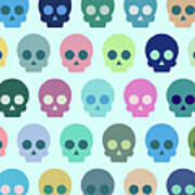 Colorful Skull Cute Pattern Art Print