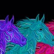 Colorful Stallions Art Print