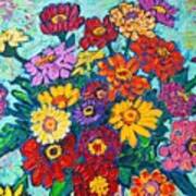Colorful Zinnias Bouquet Closeup Art Print
